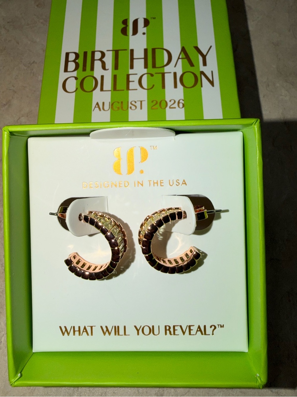 Bomb Party August Earrings-Solo Star Peridot on Rose Gold ER16473